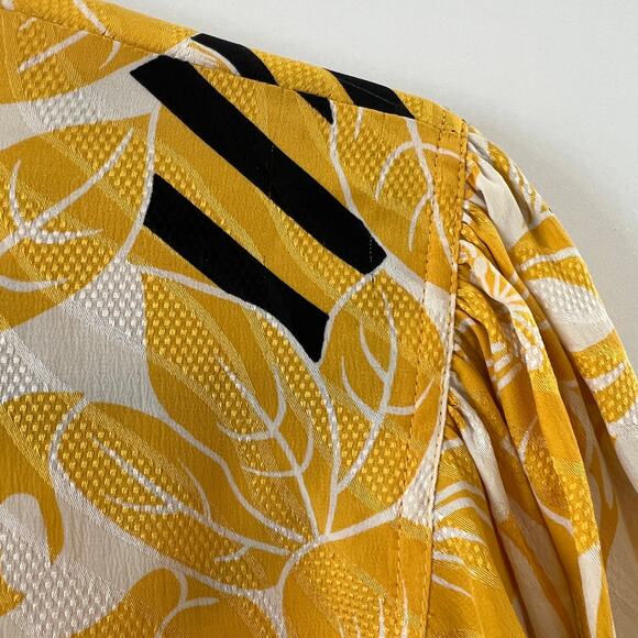 Vintage Julie Frances Yellow Abstract Silk Midi Skirt Long Sleeve Top Set Size 6 - Picture 12 of 16